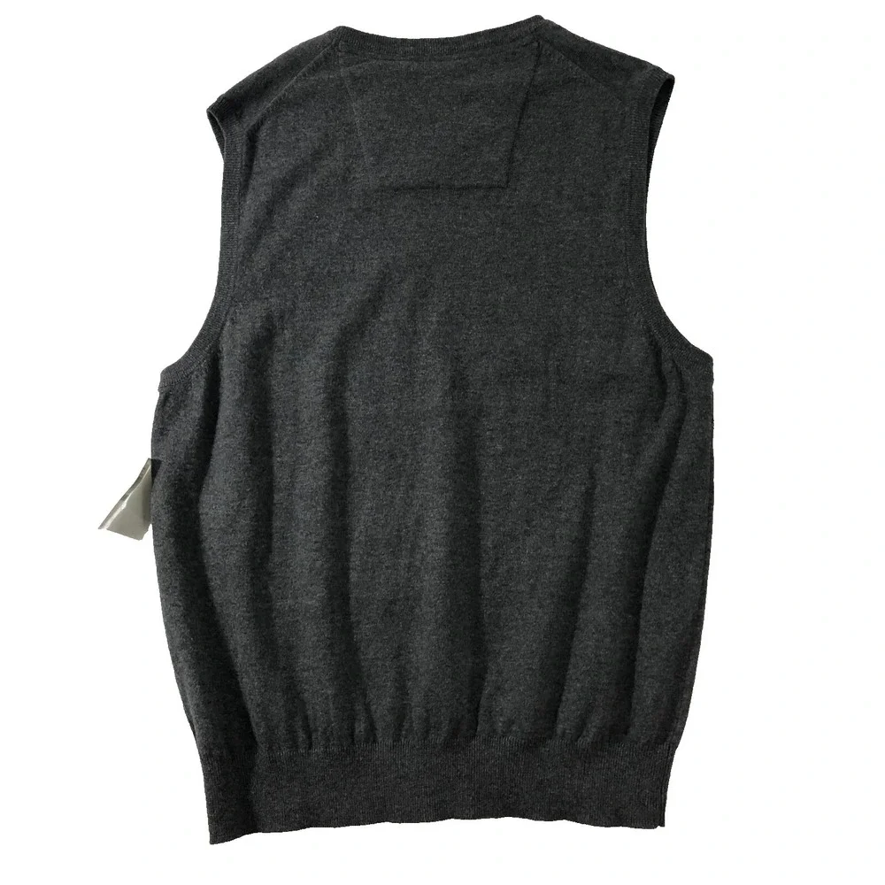 IZOD Sweater Vest‎ Men's Large Dark Gray Heritage Essentials Grandpacore NWT